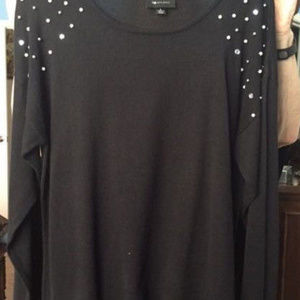 Black sweater w/ pearl & rhinestone decals